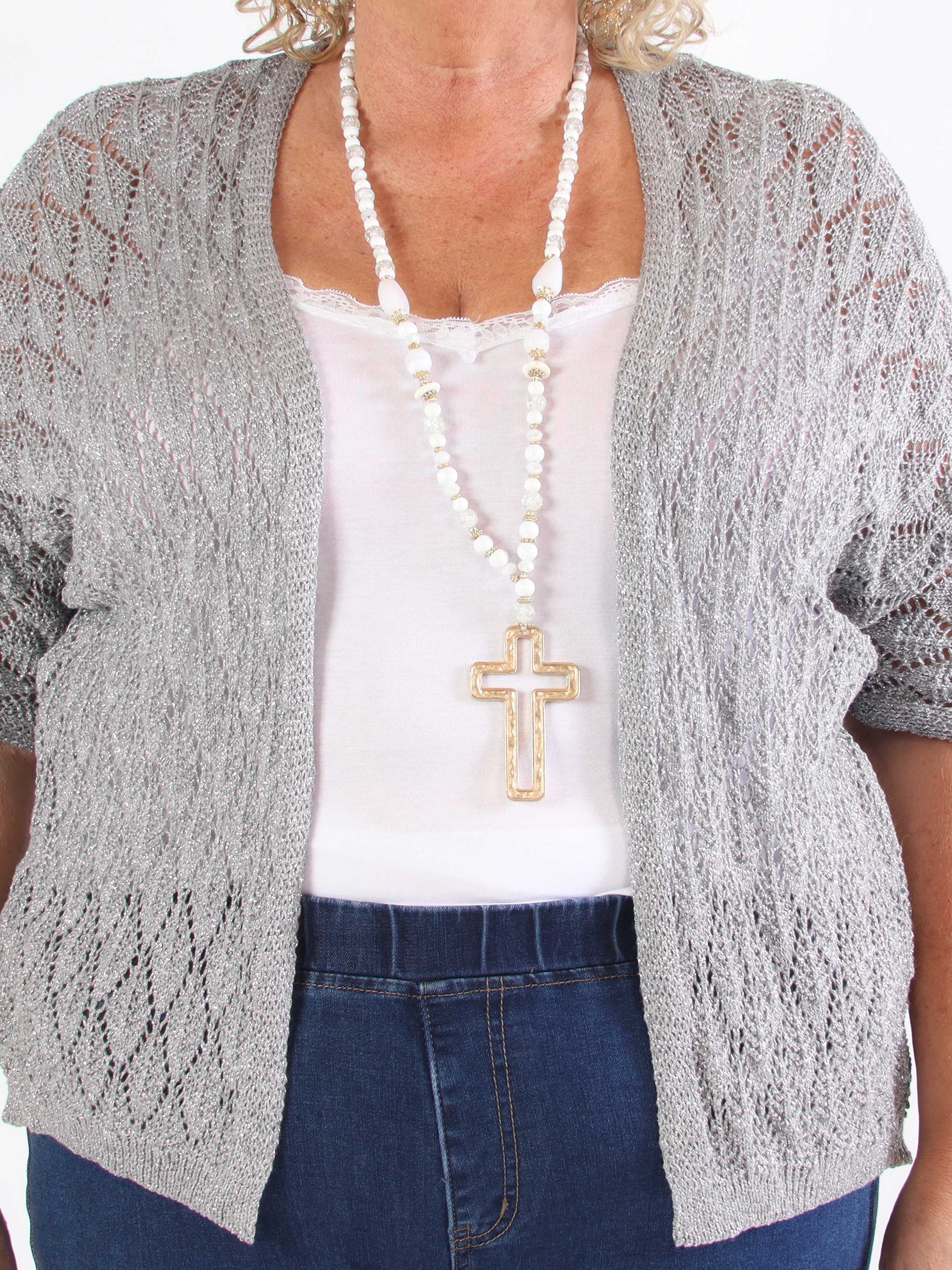 Selena - Söt virkad stickad tröja i plusstorlek med glittertrådar